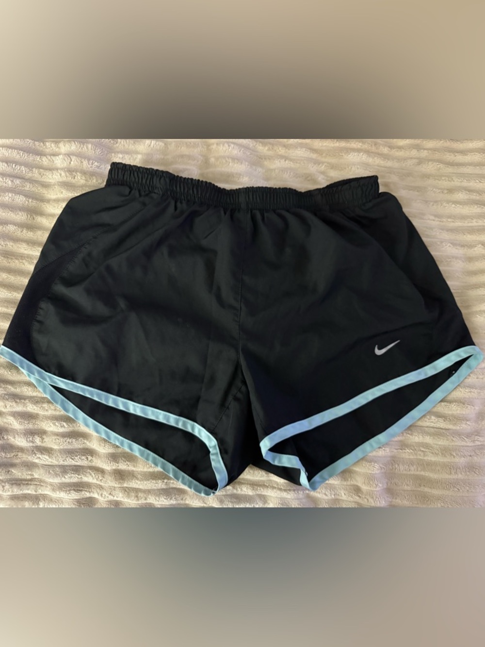 Nike Black Athletic Shorts with Light Blue Trim